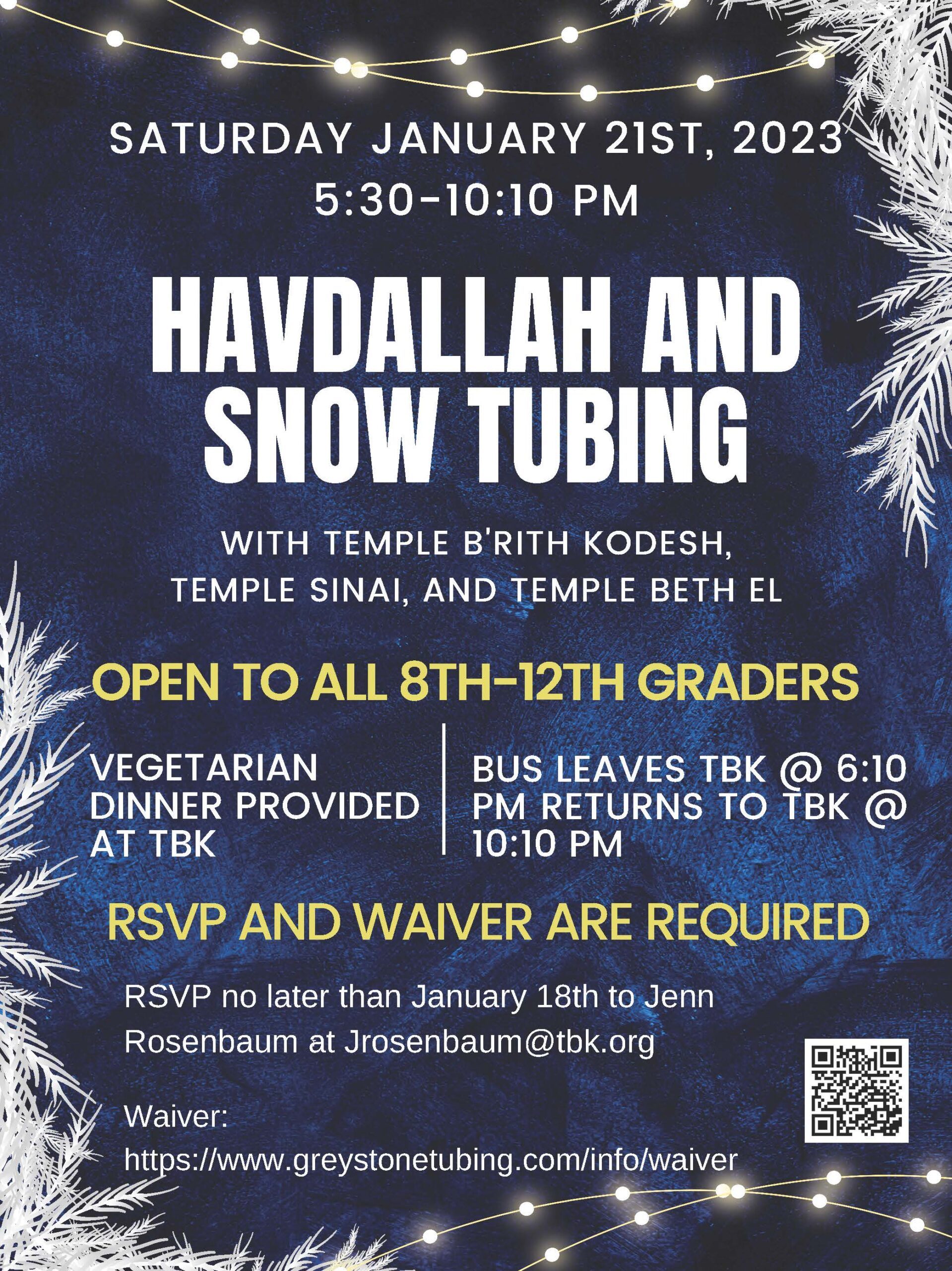 Havdallah & Snow Tubing for Teens